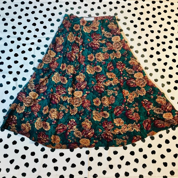 VINTANGE Floral 80's 2pc Skirt & Blouse Set/ Dress - Picture 5 of 8